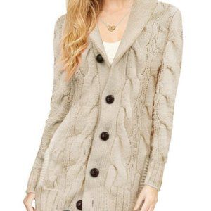Womens Cali Holi Cable Knit Tunic Sweater Beige